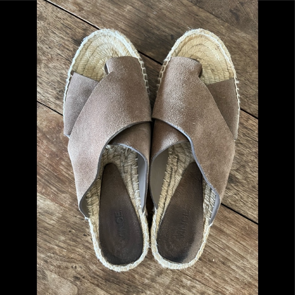 Vince cocoa suede espadrilles slides/slip-on - size 7.